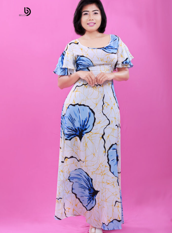 Layered Sleeve Long Dress