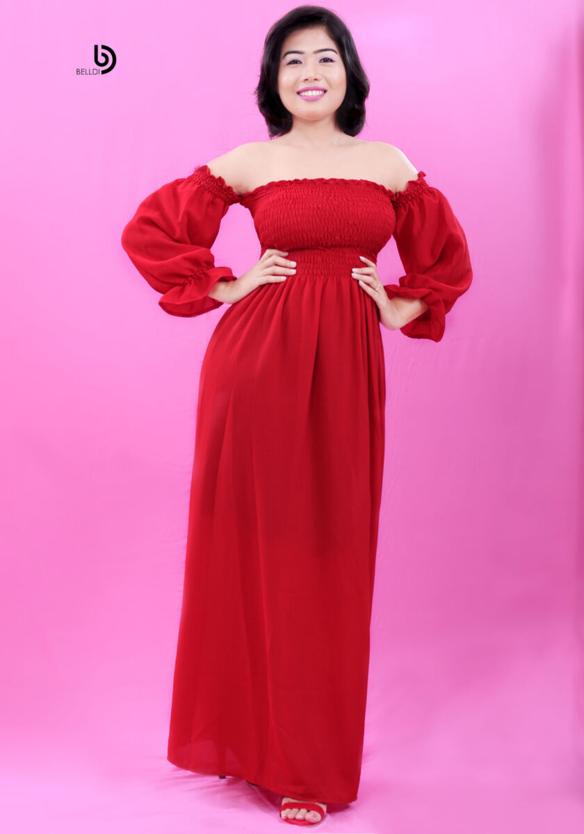 Off Shoulder Smoked Dress