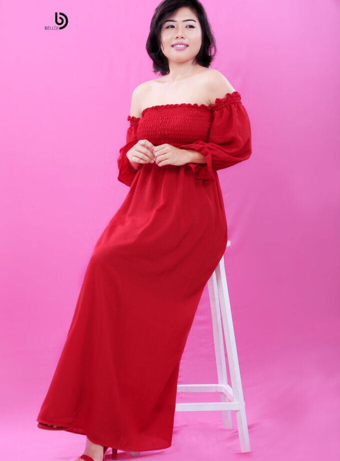 Off Shoulder Smoked Dress