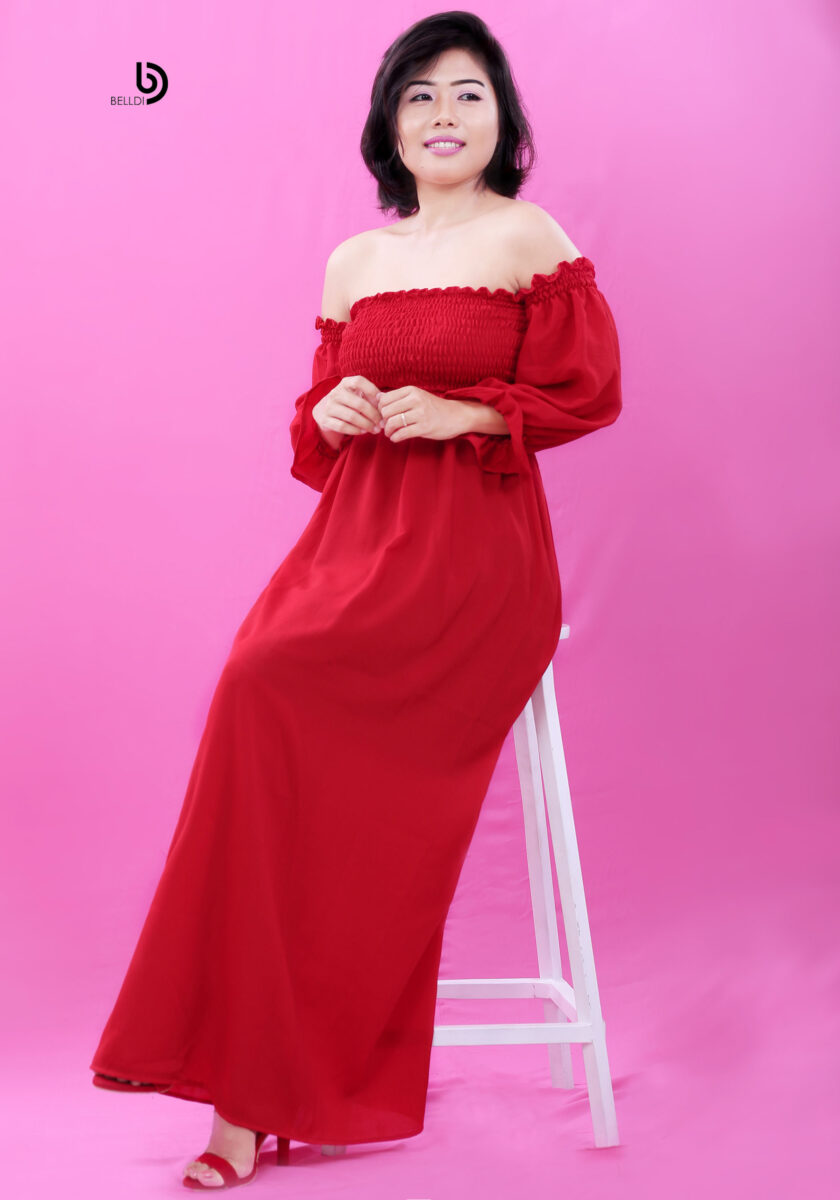Off Shoulder Smoked Dress - Image 2