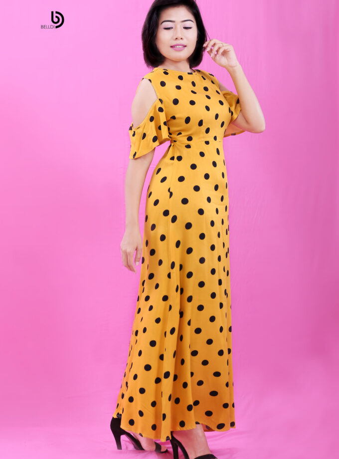 Cold Shoulder Short Sleeve Long Dress