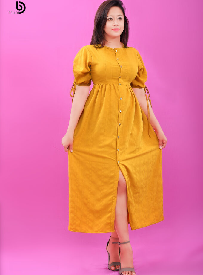 Front Buttons Long Dress
