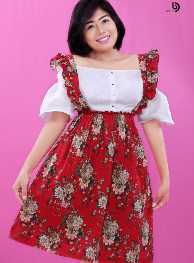 Off Shoulder Short Pinapo Dress