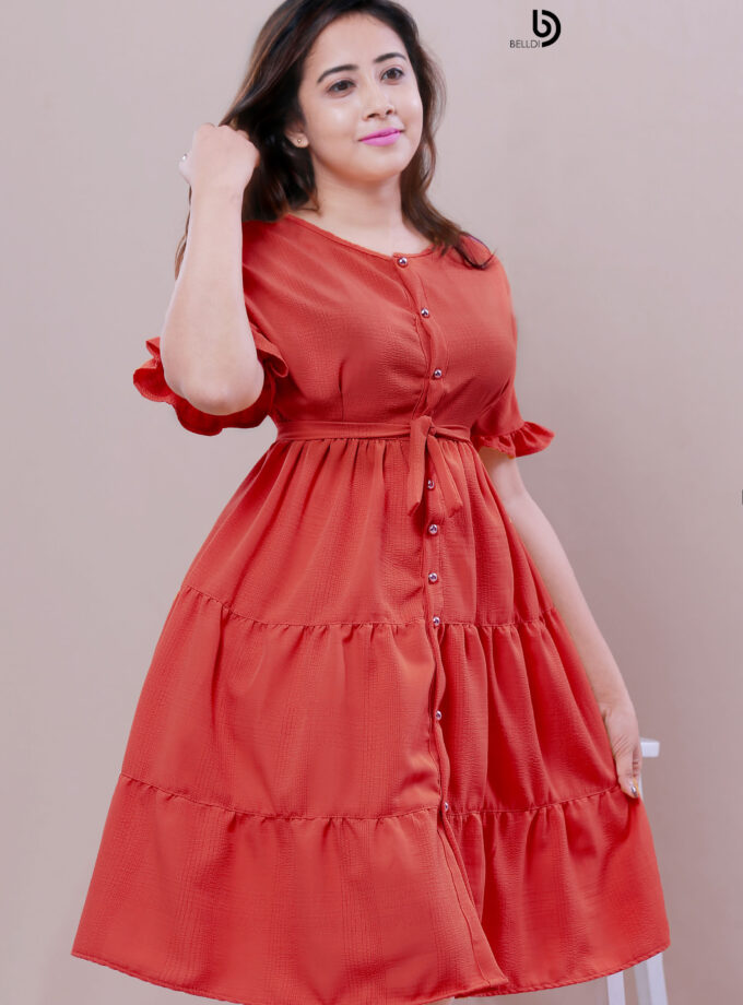 FRONT BUTTON HIGH WAIST SHORT DRESS