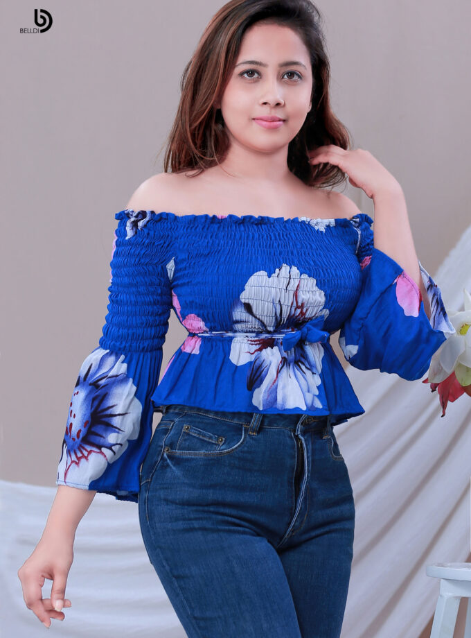 FLORAL LONG SLEEVE SMOKED TOP