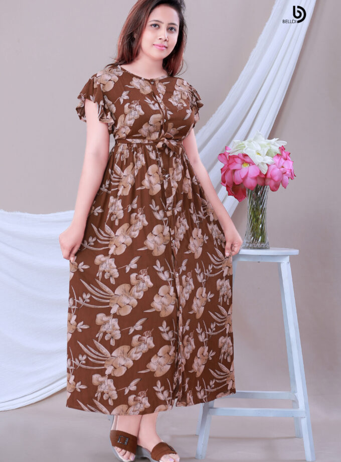 BUTTERFLY SLEEVE FLORAL LONG DRESS