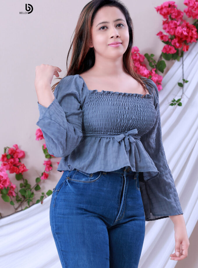 LONG SLEEVE SMOKED TOP