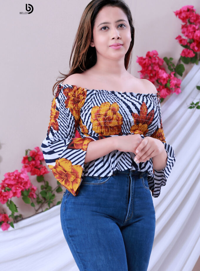 FLORAL LONG SLEEVE SMOKED TOP