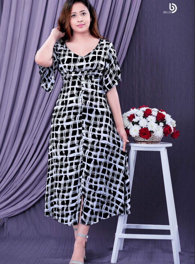BUTTERFLY SLEEVE V -NECK LONG DRESS