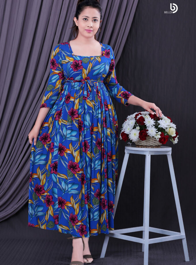 LONG SLEEVE FLORAL LONG DRESS