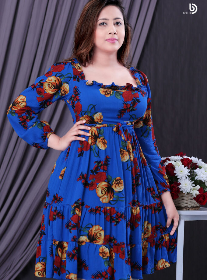 LONG SLEEVE FLORAL SHORT DRESS