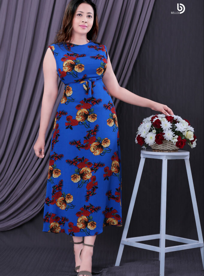 SLEEVELESS FLORAL LONG DRESS
