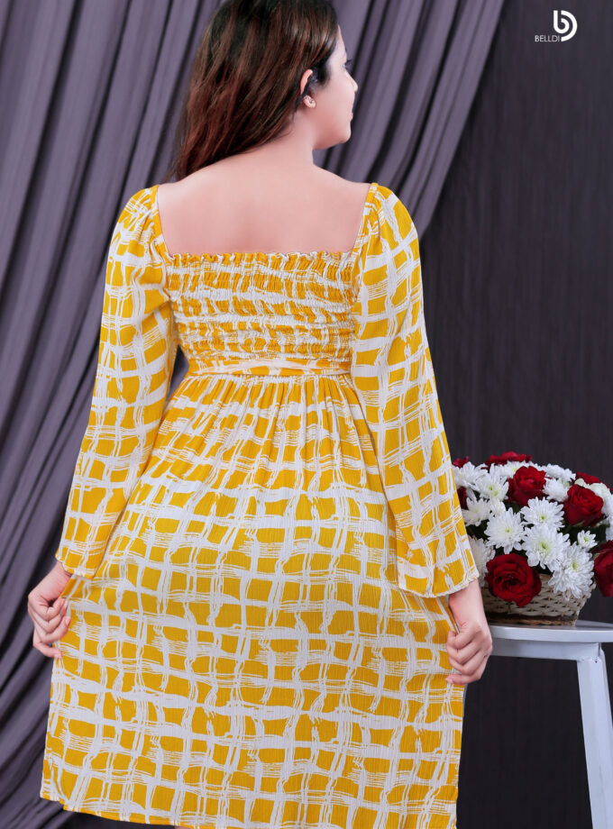 LONG SLEEVE SMOKED SHORT DRESS