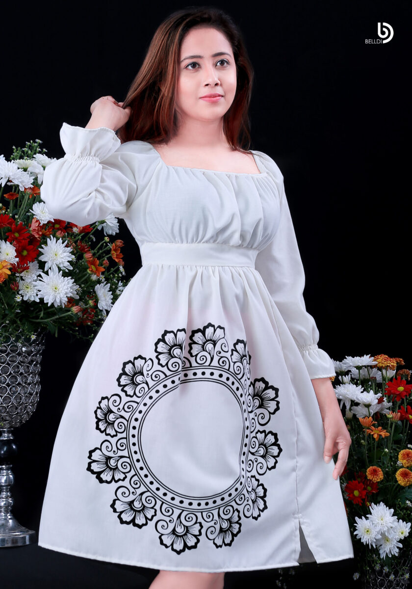 FLOUNCE SLEEVE PRINTED SHORT DRESS - Image 2