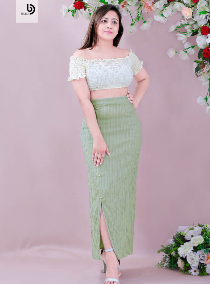 FRONT BUTTON HIGH WAIST SKIRT