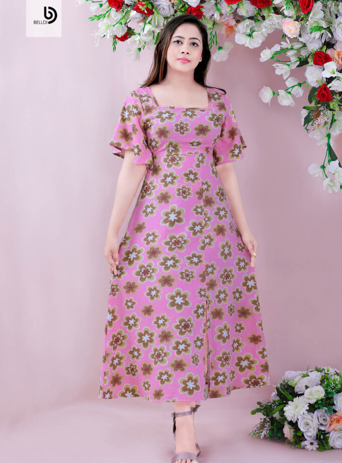 BUTTERFLY SLEEVE FLORAL LONG DRESS