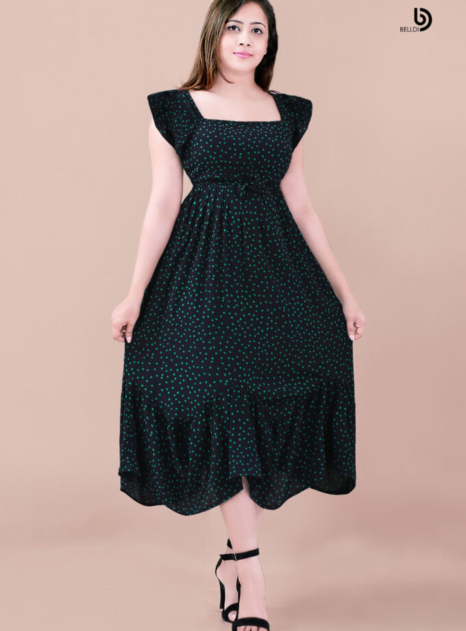 DOUBLE SIDE FRILL LONG DRESS