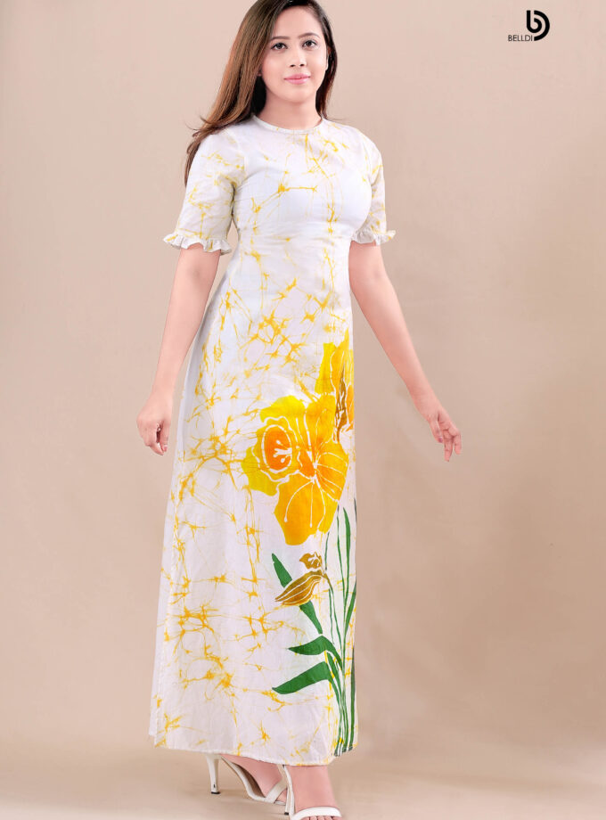 BATHIK SHORT SLEEVE LONG DRESS