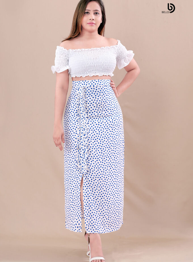 FRONT OPEN A – LINE HIGH WAIST SKIRT