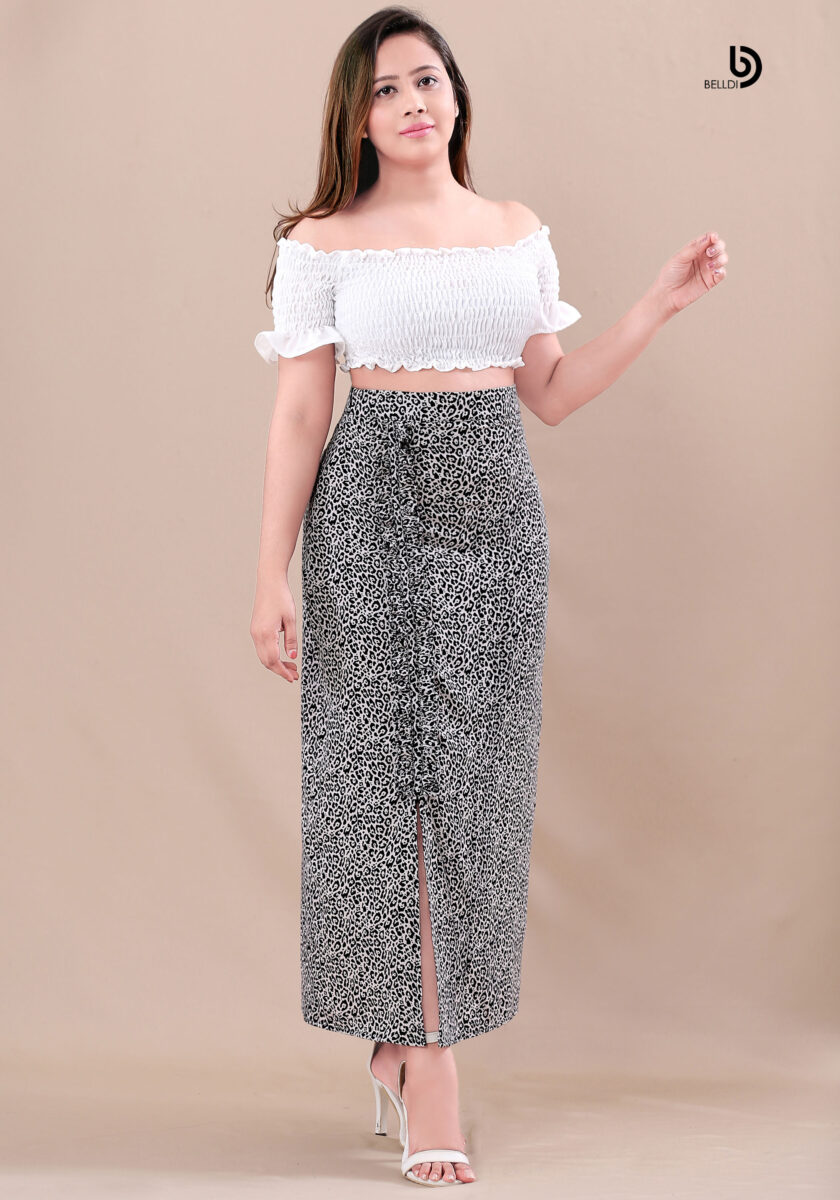 FRONT OPEN A – LINE HIGH WAIST SKIRT