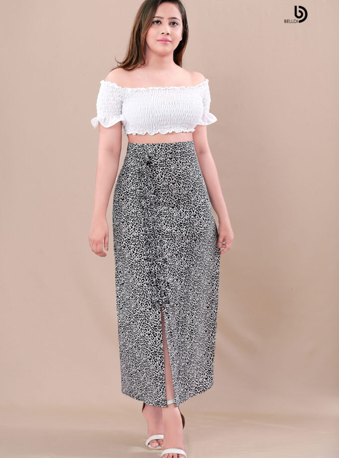 FRONT OPEN A – LINE HIGH WAIST SKIRT