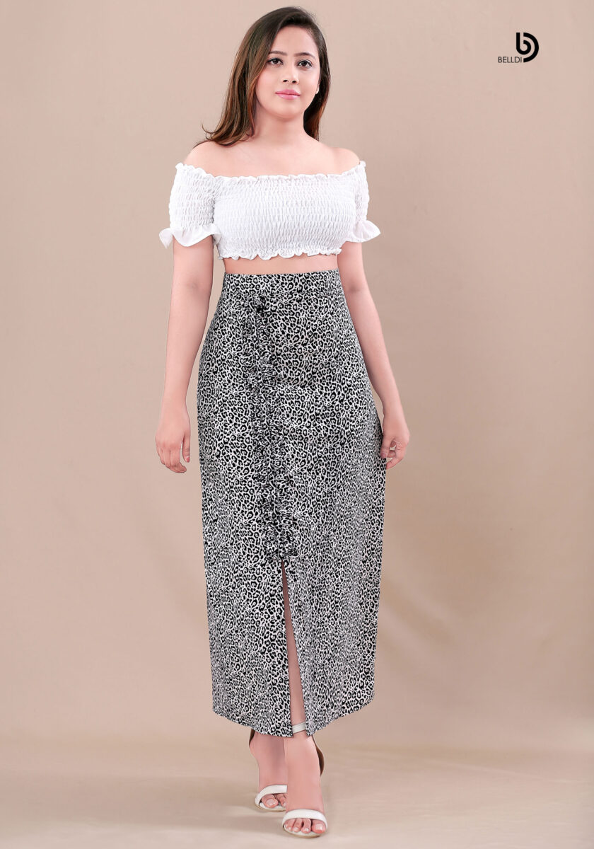 FRONT OPEN A – LINE HIGH WAIST SKIRT - Image 2