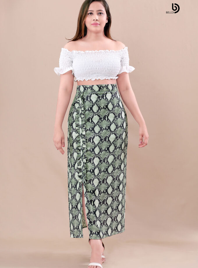 FRONT OPEN A – LINE HIGH WAIST SKIRT