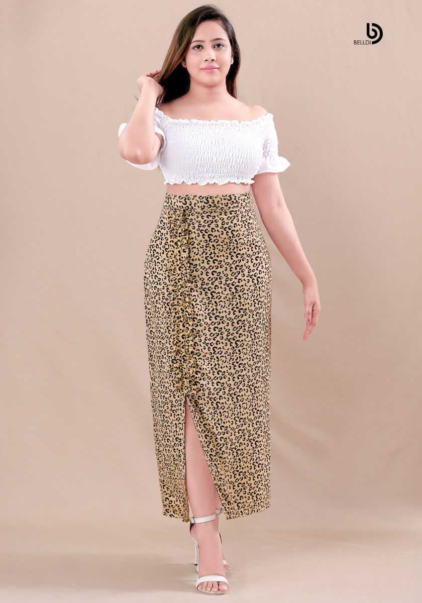 FRONT OPEN A - LINE HIGH WAIST SKIRT