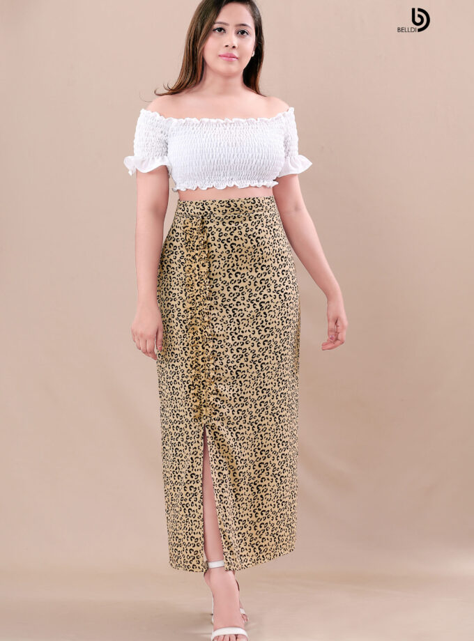 FRONT OPEN A - LINE HIGH WAIST SKIRT