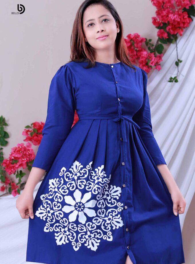 LONG SLEEVE PRINTED SHORT DRESS