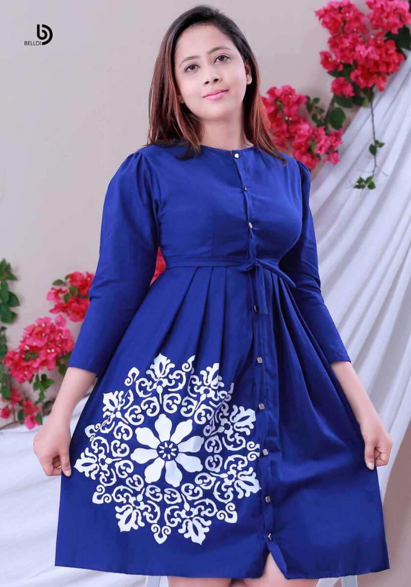 LONG SLEEVE PRINTED SHORT DRESS - Image 2