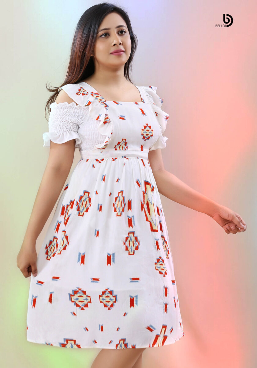 DOUBLE SIDE FRILL SHORT DRESS