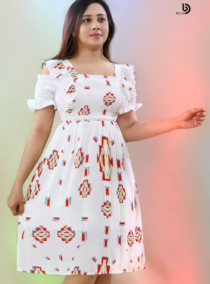 DOUBLE SIDE FRILL SHORT DRESS