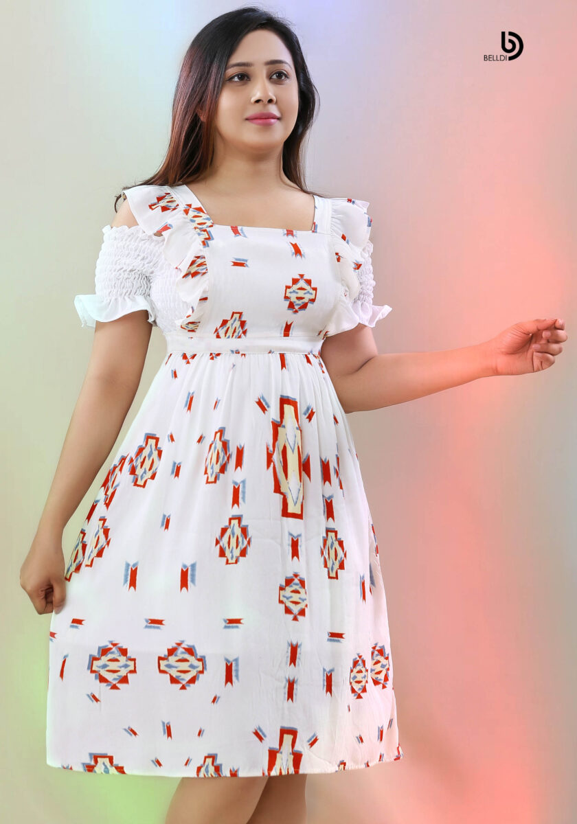 DOUBLE SIDE FRILL SHORT DRESS - Image 2