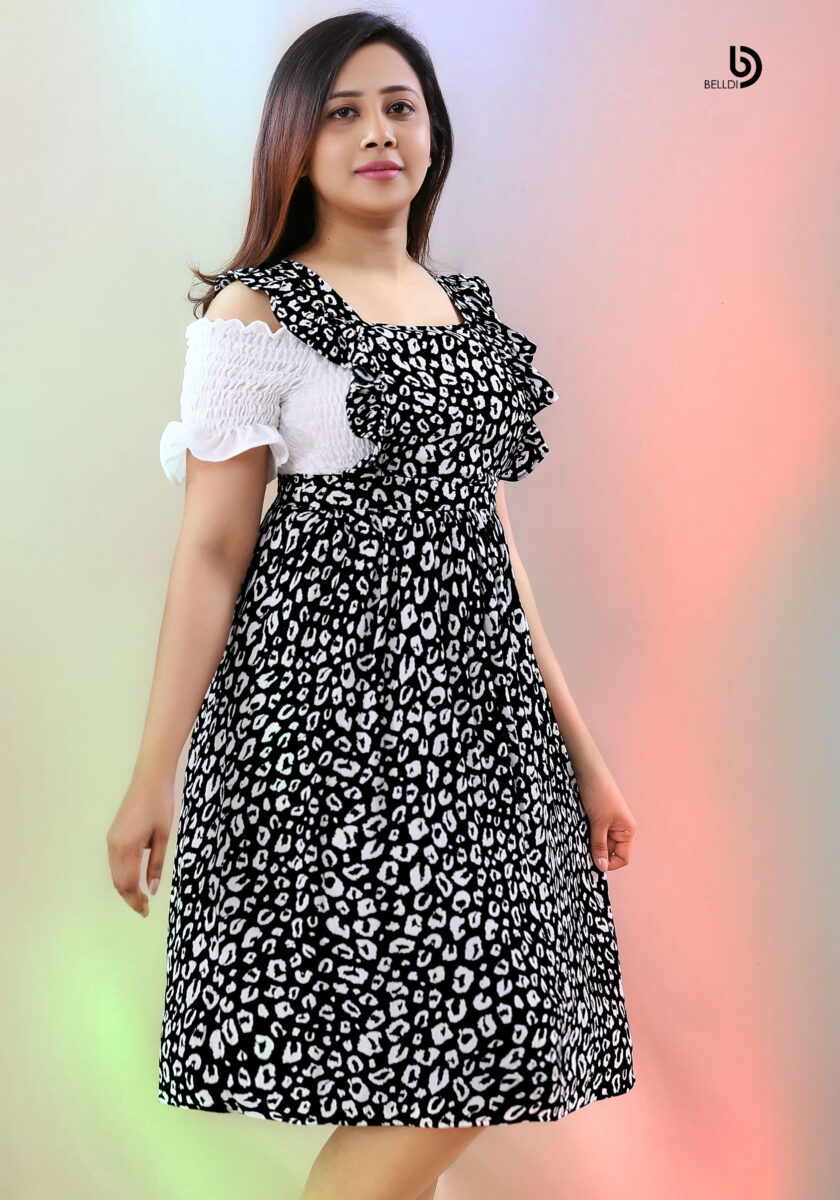 DOUBLE SIDE FRILL SHORT DRESS