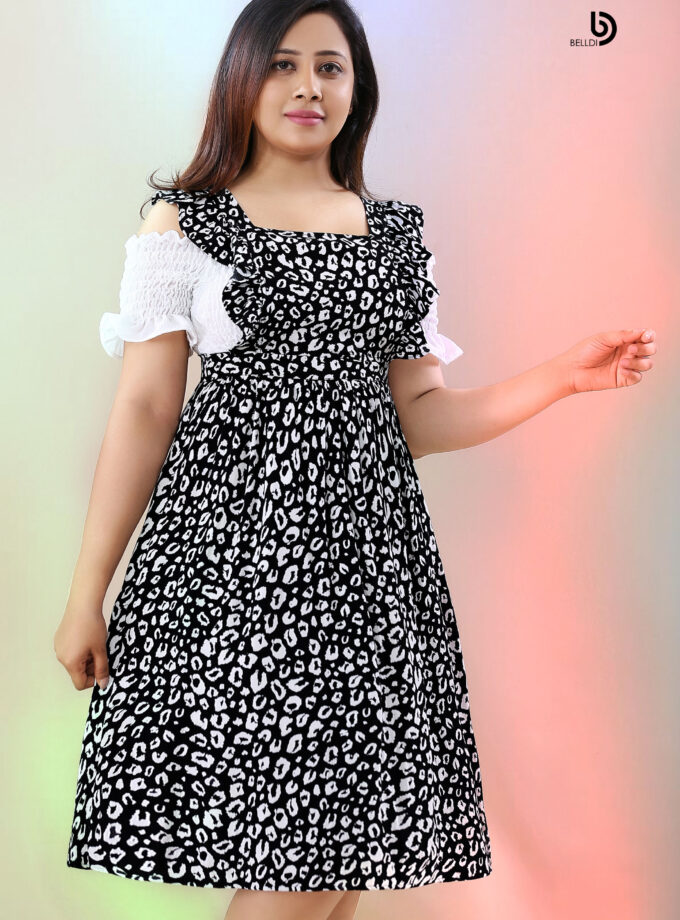 DOUBLE SIDE FRILL SHORT DRESS