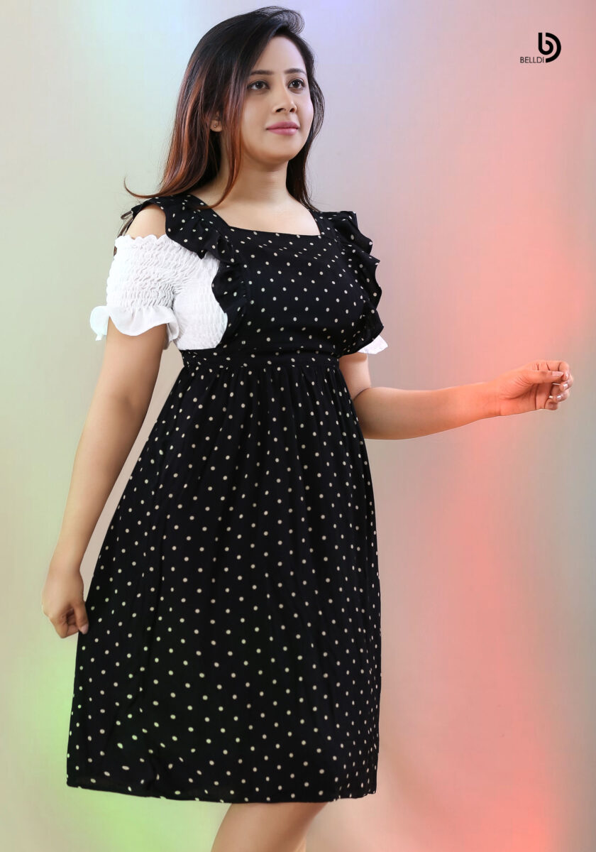 DOUBLE SIDE FRILL SHORT DRESS