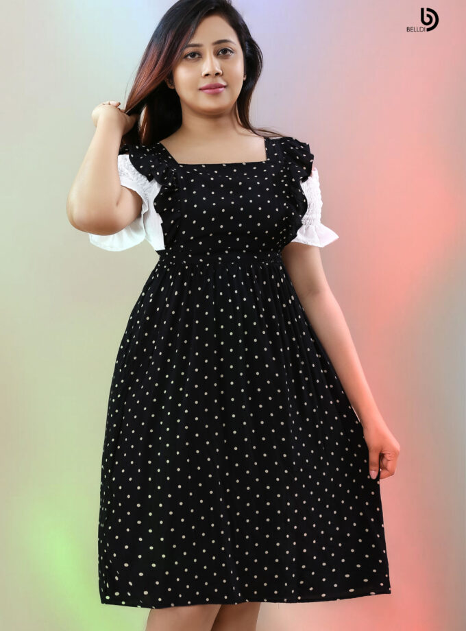 DOUBLE SIDE FRILL SHORT DRESS
