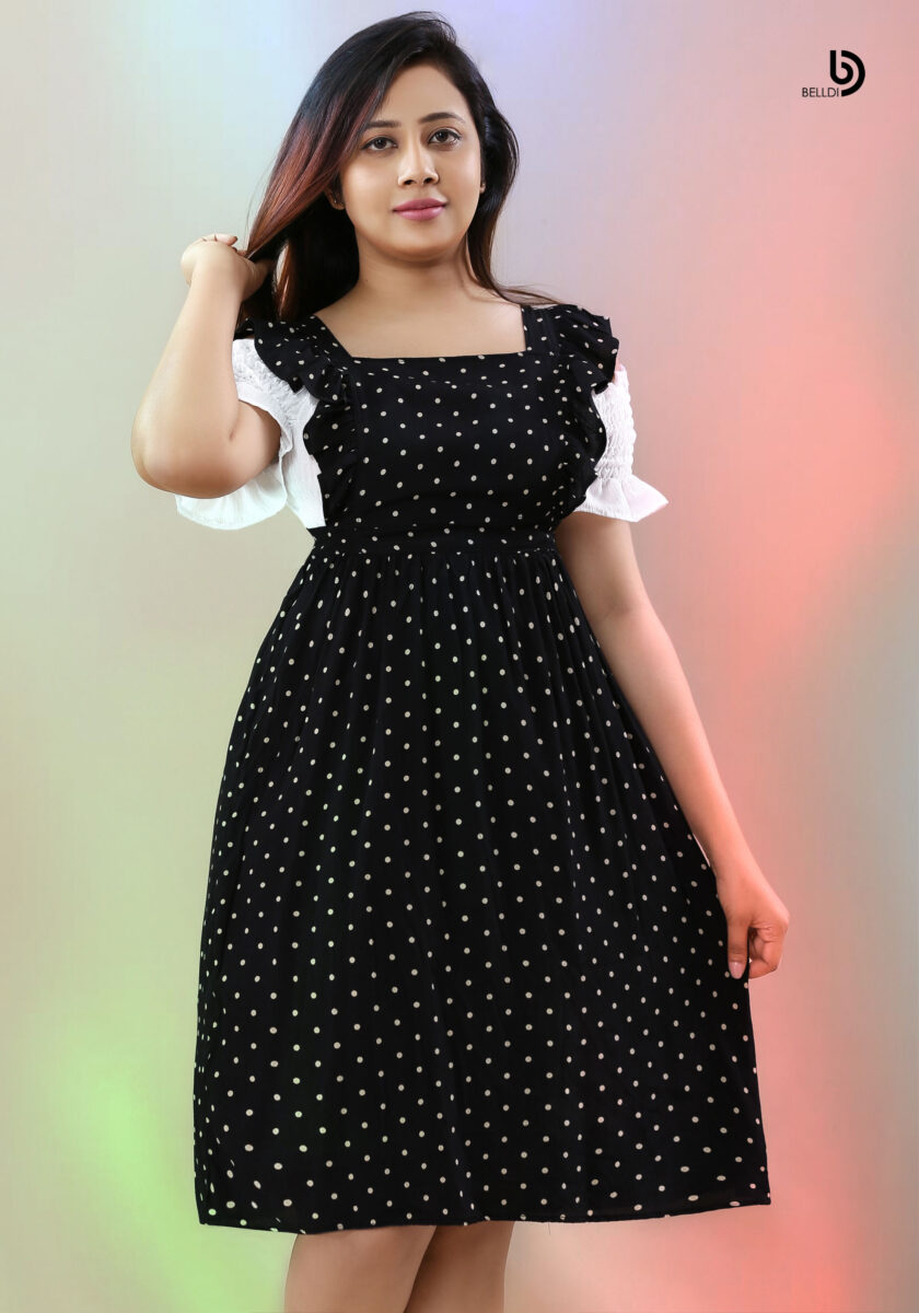 DOUBLE SIDE FRILL SHORT DRESS - Image 2