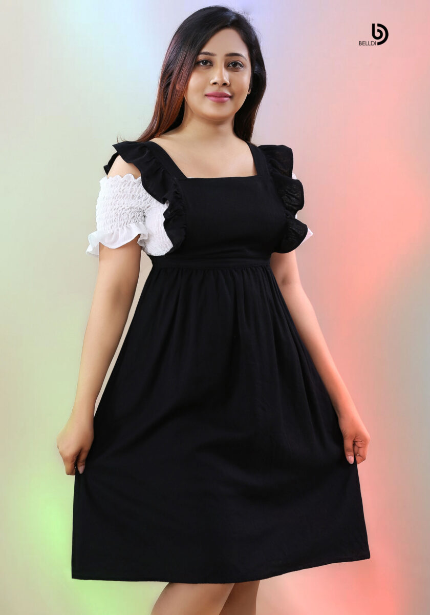 DOUBLE SIDE FRILL SHORT DRESS