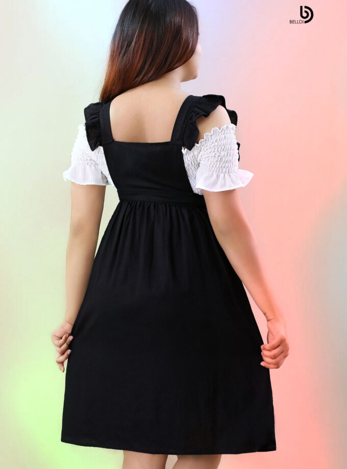 DOUBLE SIDE FRILL SHORT DRESS