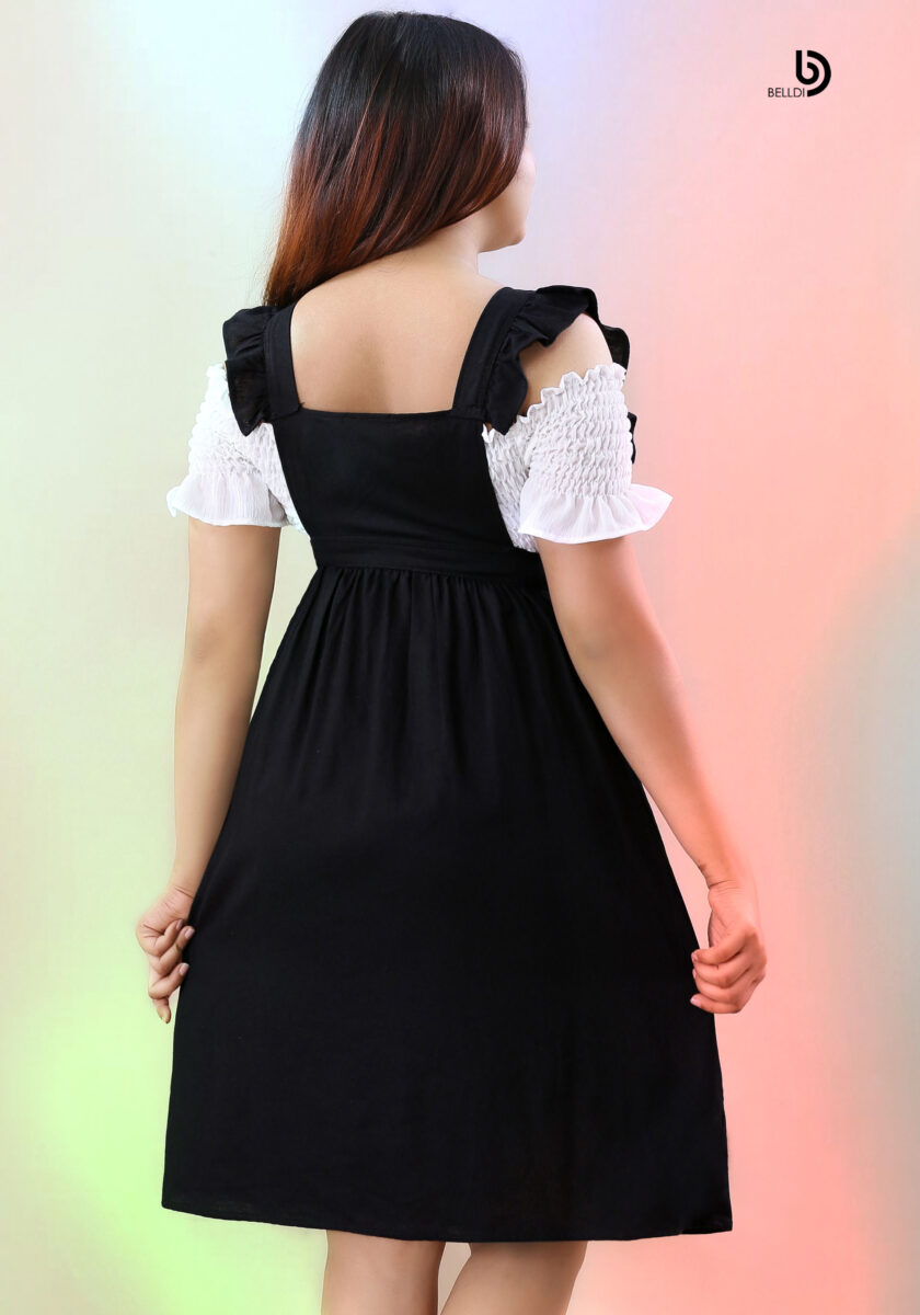 DOUBLE SIDE FRILL SHORT DRESS - Image 2