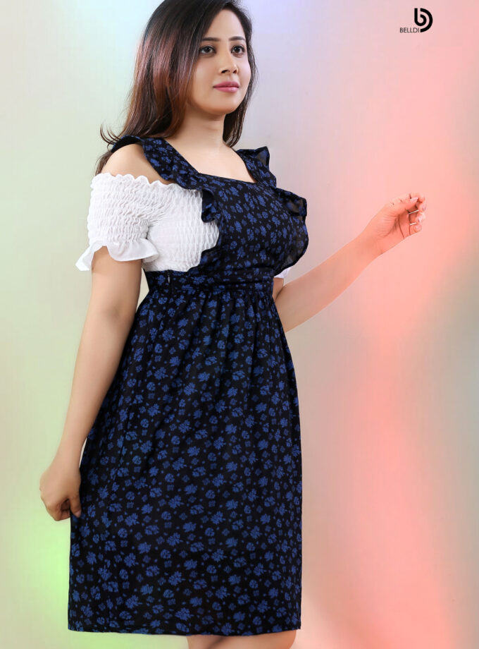 DOUBLE SIDE FRILL SHORT DRESS