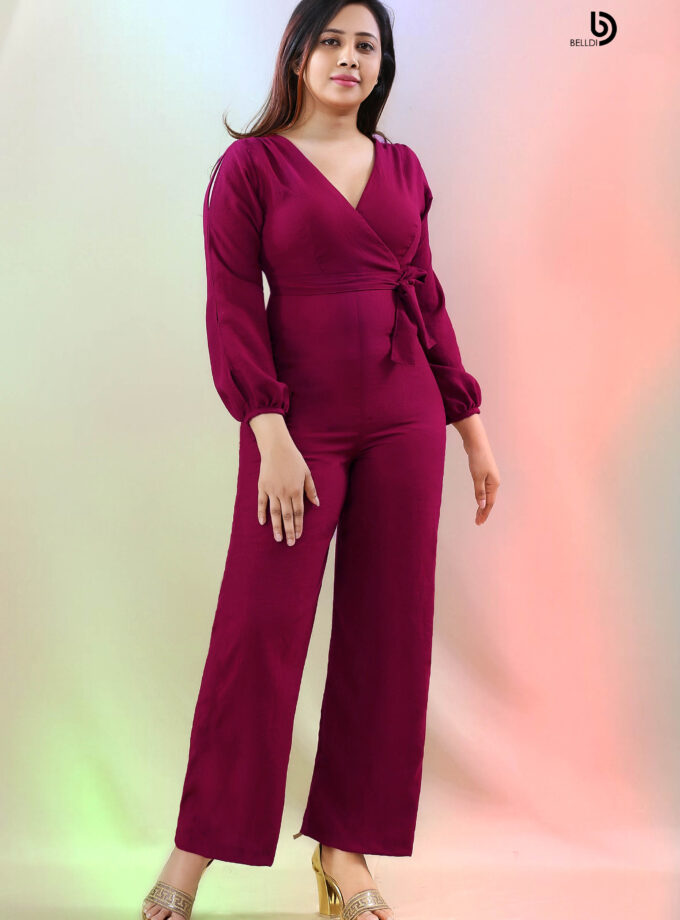 LONG SLEEVE CROSS NECK JUMPSUIT