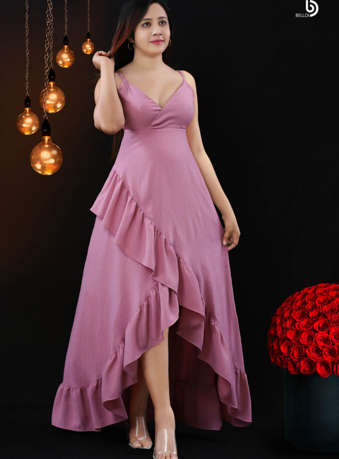 SPAGETTI STRAP CROSS NECK LONG DRESS