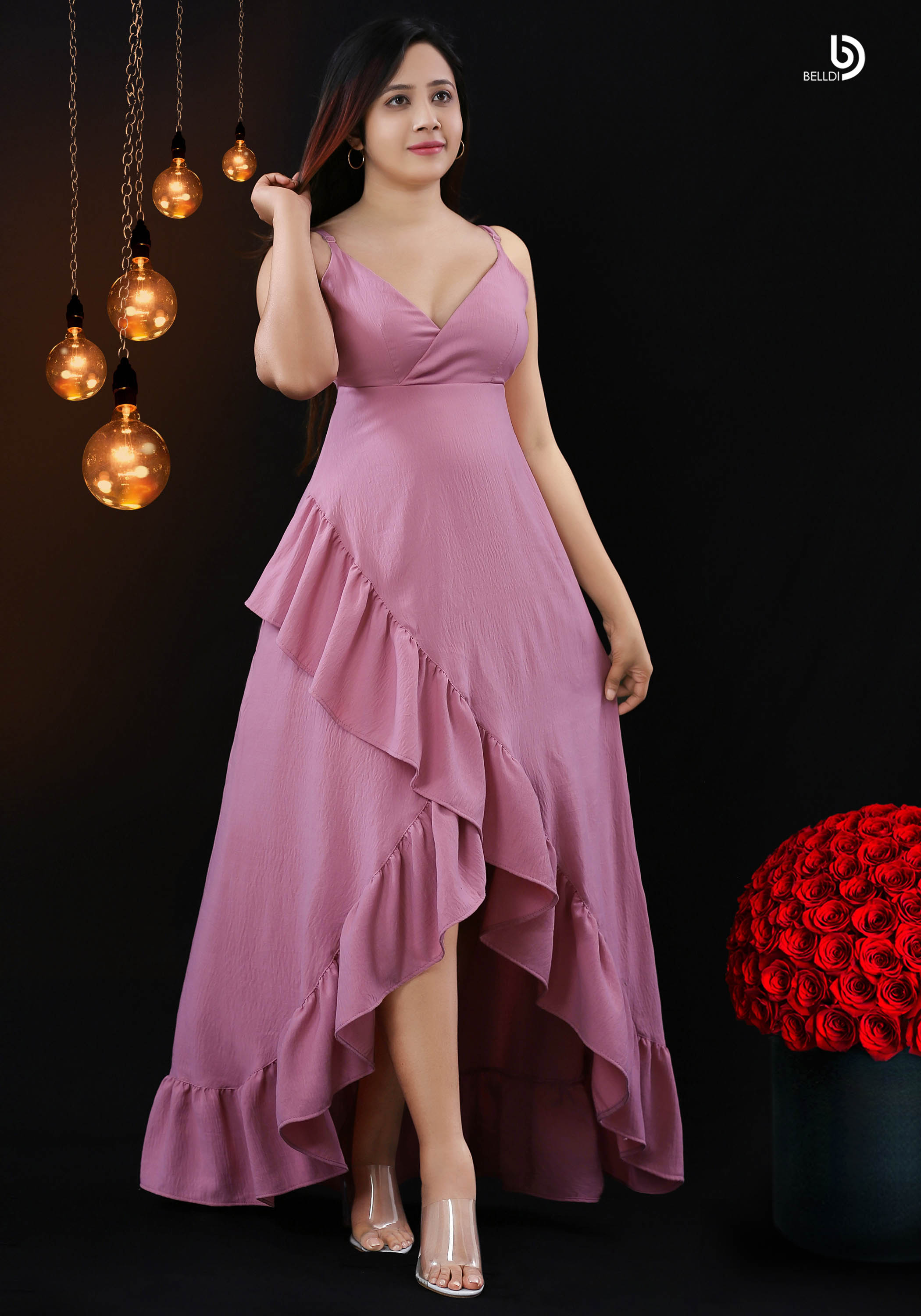 SPAGETTI STRAP CROSS NECK LONG DRESS - Image 3