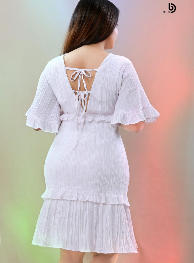 HIGH NECK SHORT SLEEVE SHORT DRESS