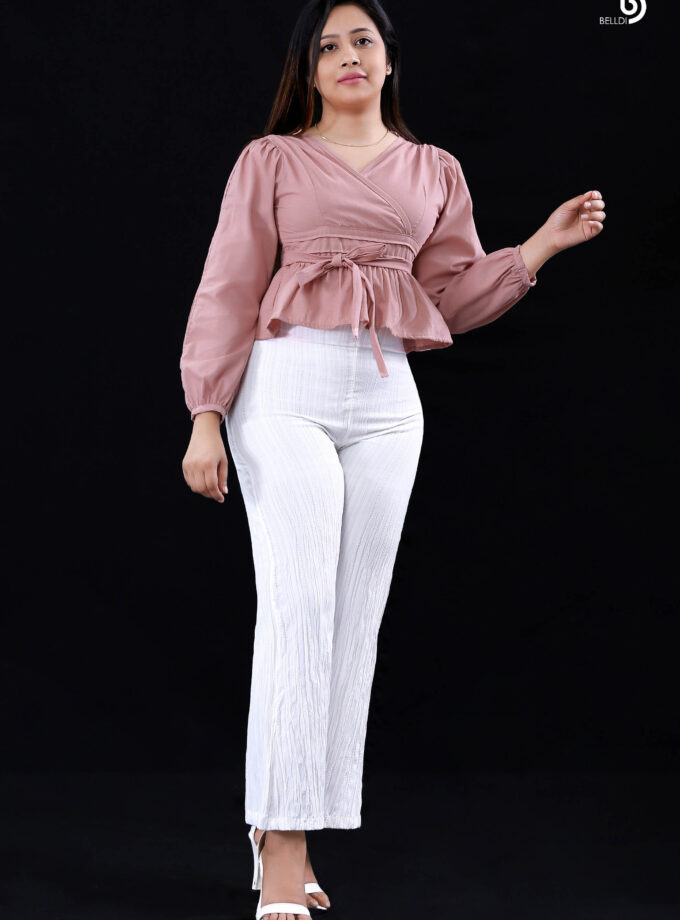 CROSS NECK LONG SLEEVE TOP