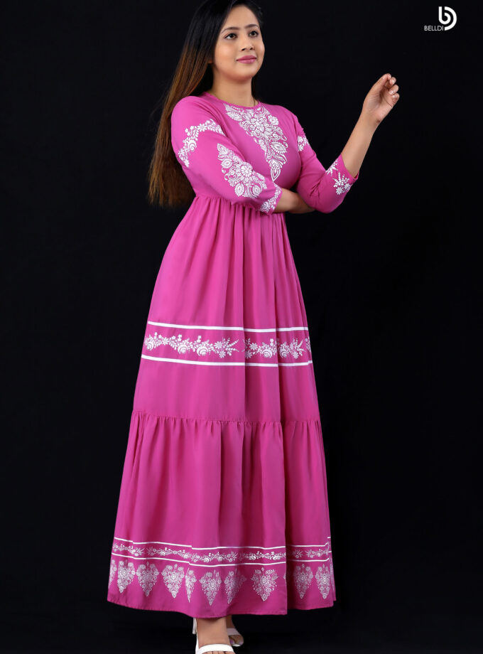 LONG SLEEVE PRINTED LONG DRESS