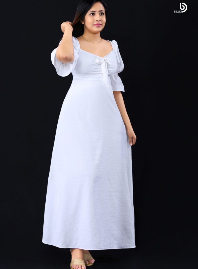 SHORT SLEEVE WHITE LONG DRESS